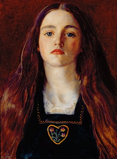 Retrato de uma menina, 1857 (óleo sobre papel colocado sobre o painel) de John Everett Millais